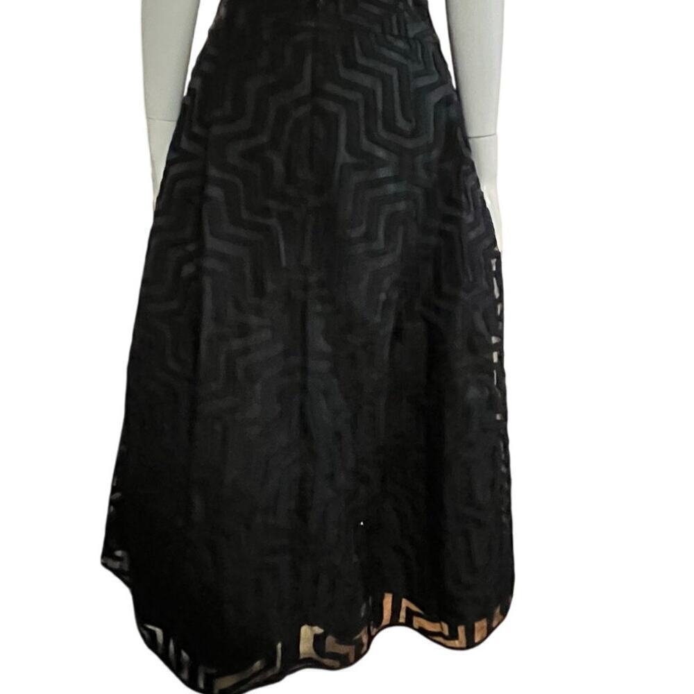 Milly Olivia Black Illusion Cocktail Dress Sleeveless Midi Gown Size 4 - Picture 8 of 16